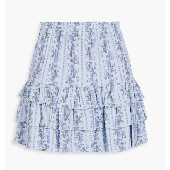 LoveShackFancy Dresses & Skirts - LoveShackFancy Bitsy Tiered Floral Print Crepe Mini Skirt Size S